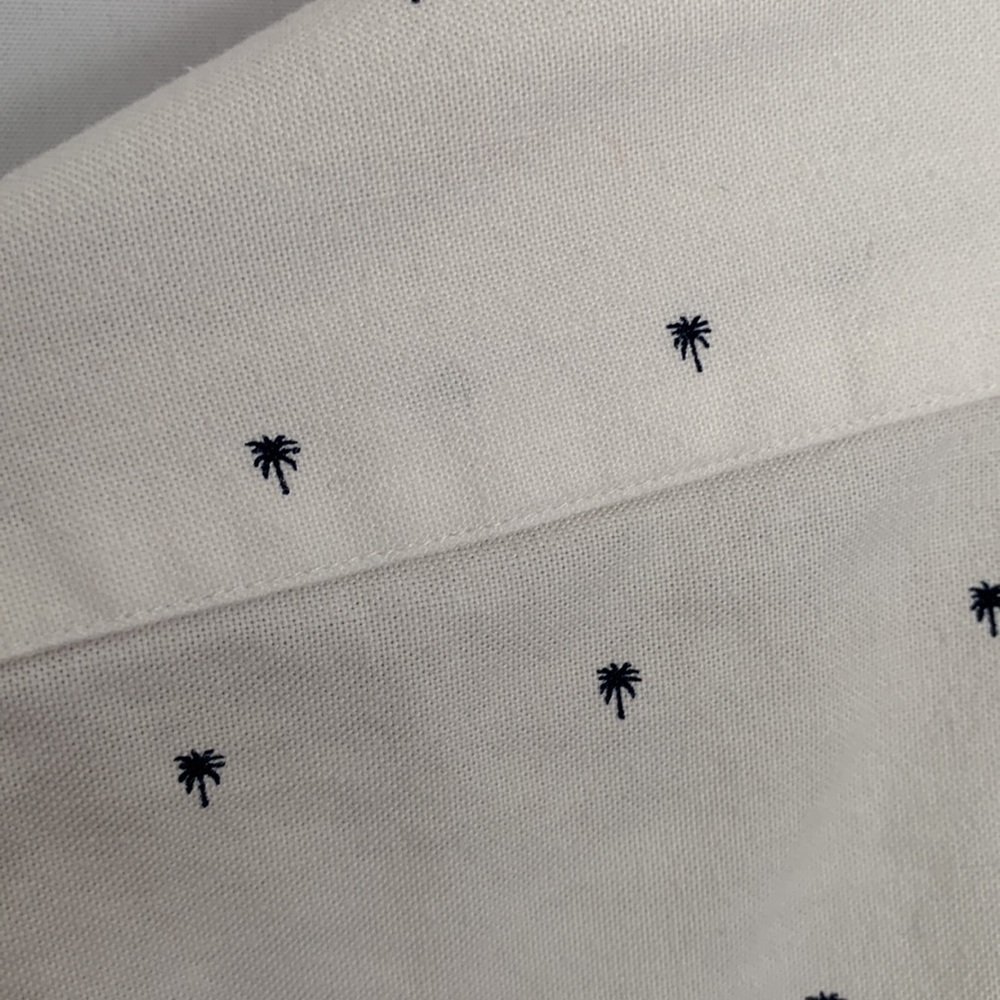 Brooks Brothers Men's L White Navy Palm Tree Print Regent Button-Down - Picture 7 of 9